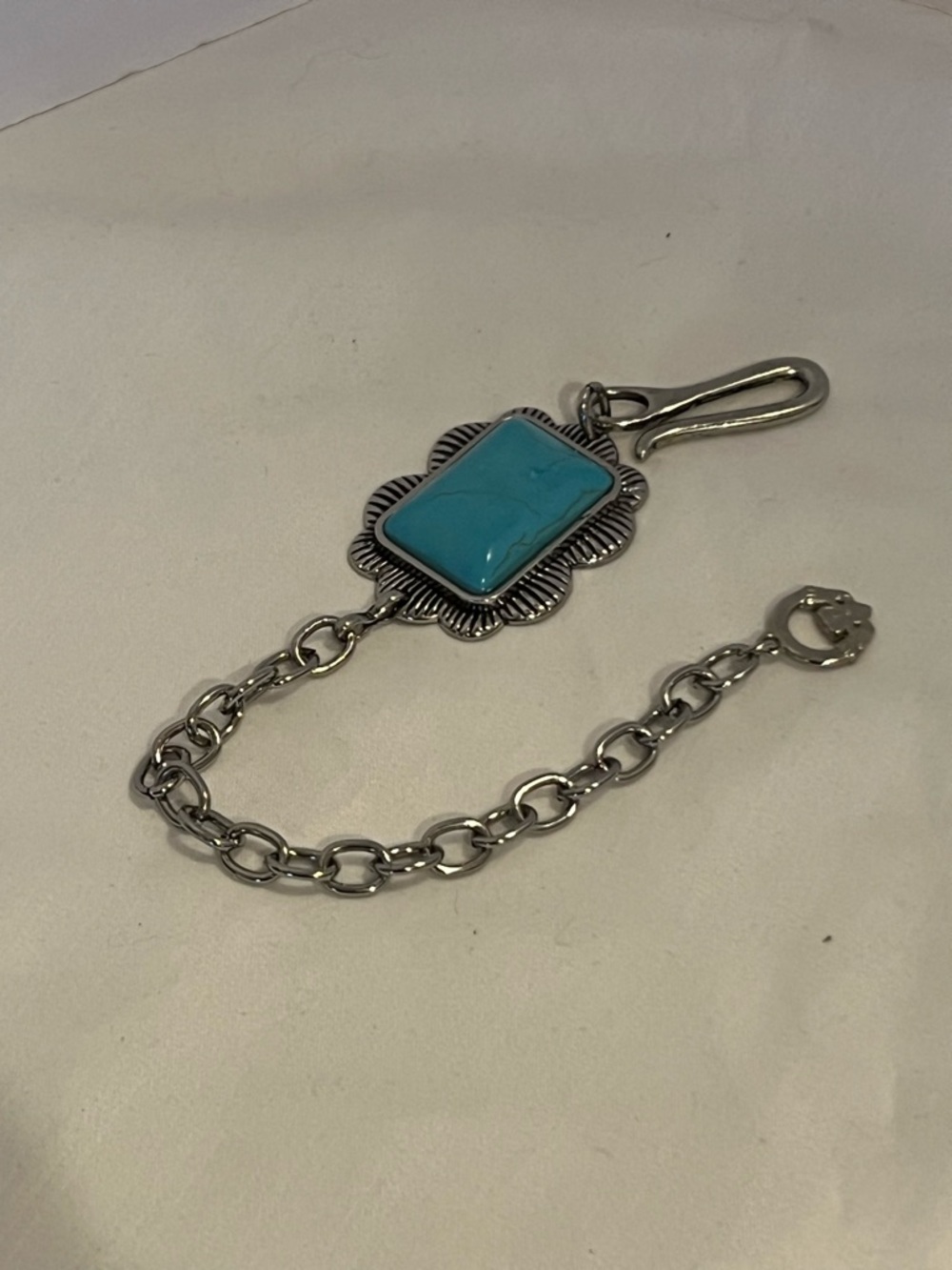 Turquoise Stone Silver-Accent Bracelet - Blue - Picture 6 of 7